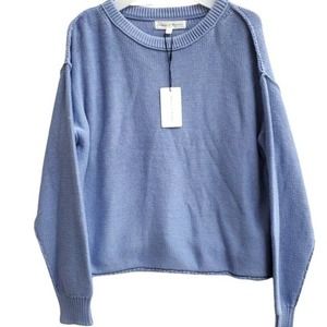 Cozy Chelsea & Theodore Beachy Blue Cotton Oversized Knit Spring Sweater NWT